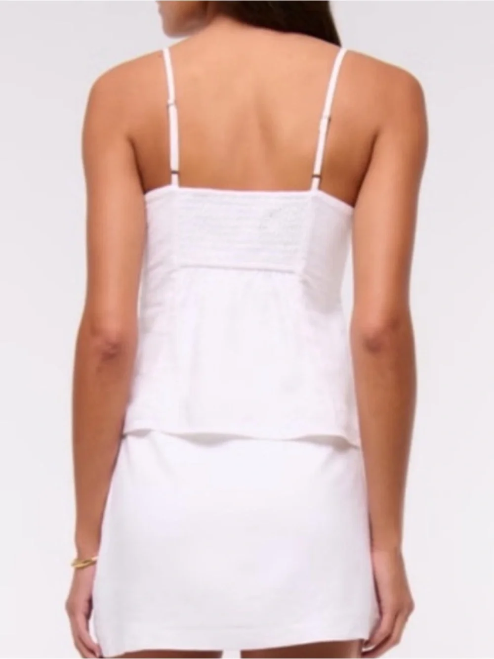 Women's Brown Linen-Cotton V-Neck Cami Top